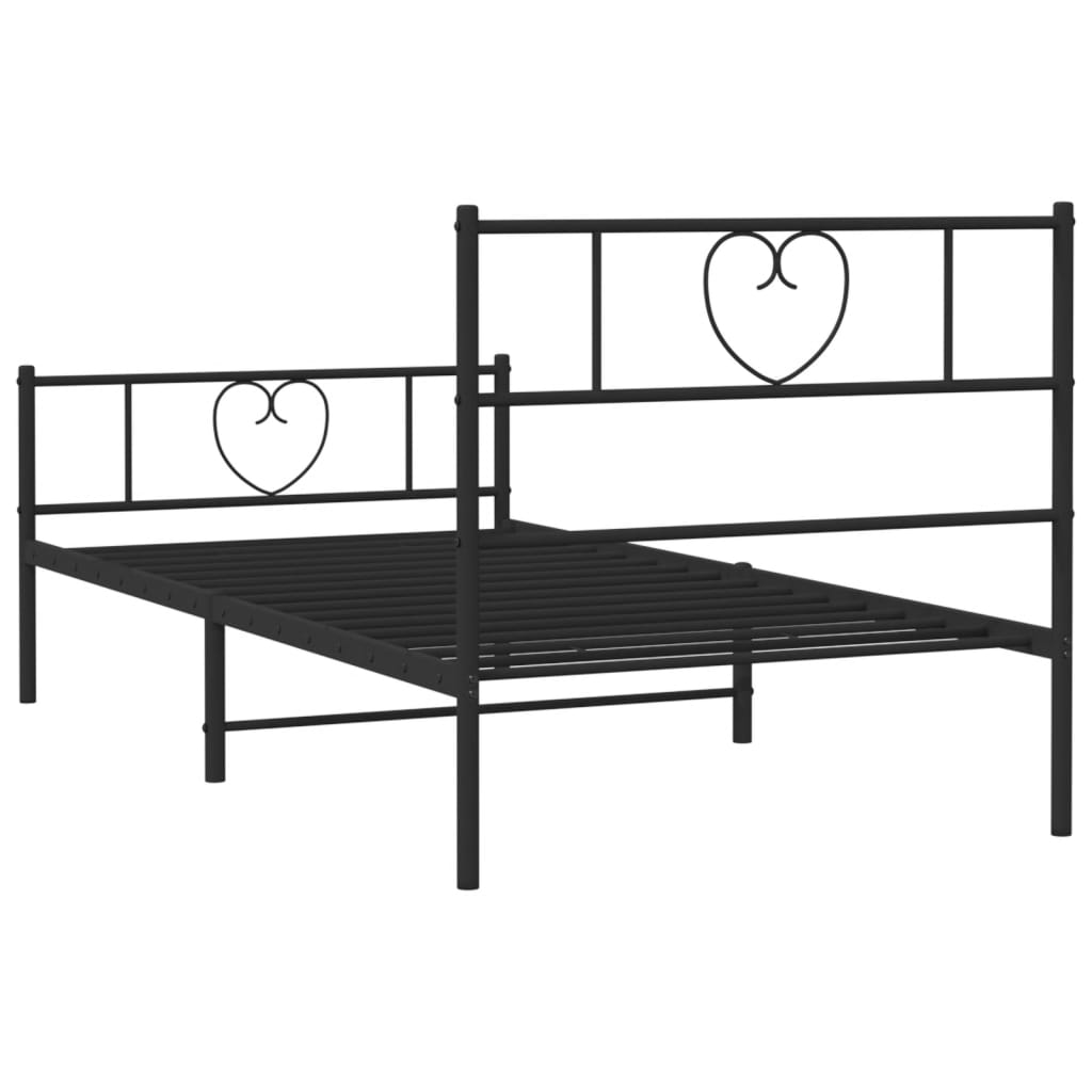Metalni okvir kreveta uzglavlje i podnožje crni 90x190 cm