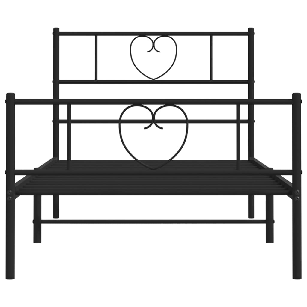Metalni okvir kreveta uzglavlje i podnožje crni 90 x 200 cm