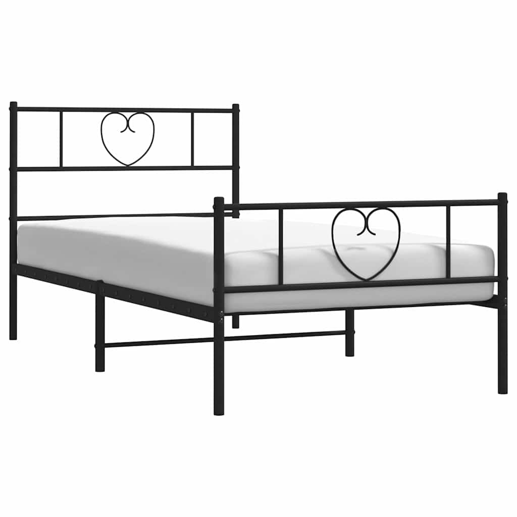 Metalni okvir kreveta uzglavlje i podnožje crni 100x190 cm