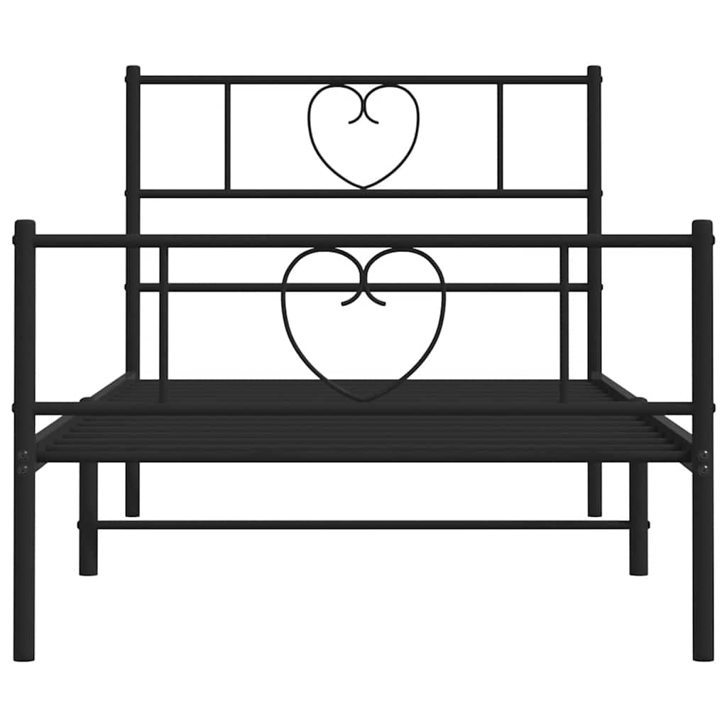 Metalni okvir kreveta uzglavlje i podnožje crni 100x190 cm