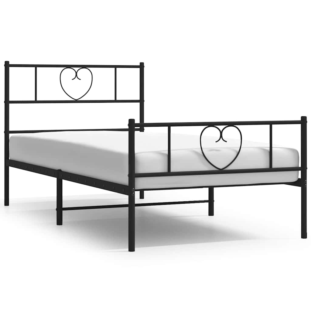 Metalni okvir kreveta uzglavlje i podnožje crni 100x200 cm