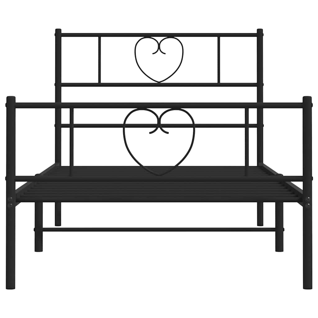 Metalni okvir kreveta uzglavlje i podnožje crni 100x200 cm