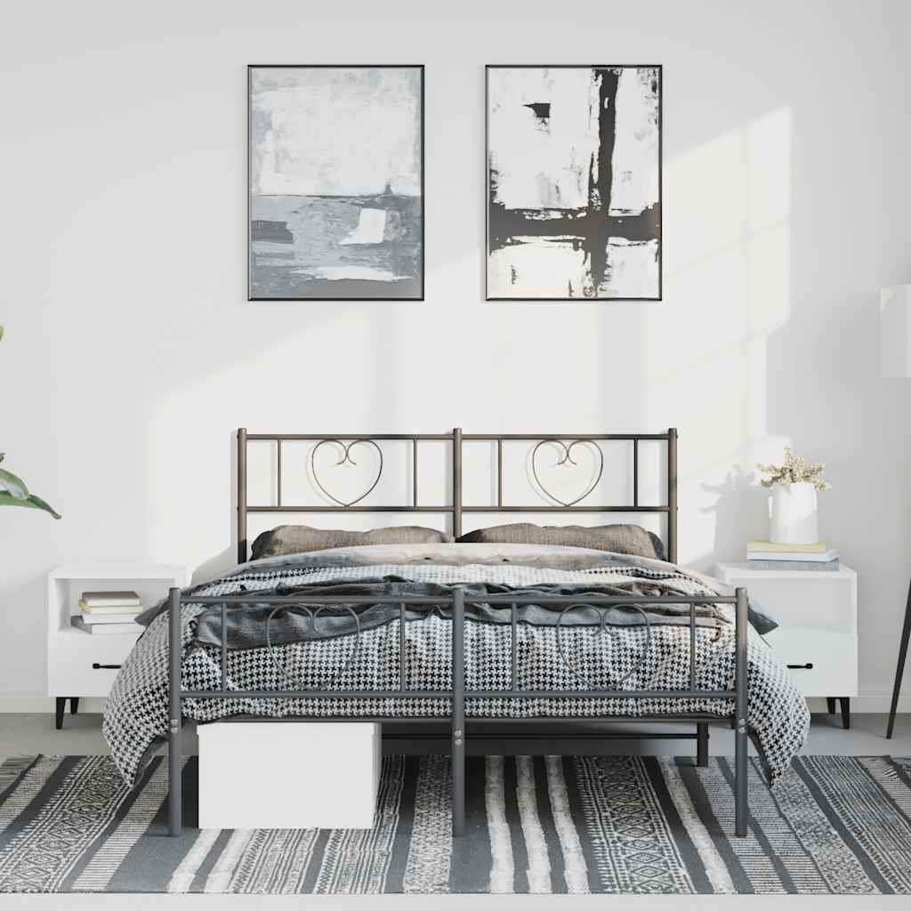 Metalni okvir kreveta uzglavlje i podnožje crni 135x190 cm