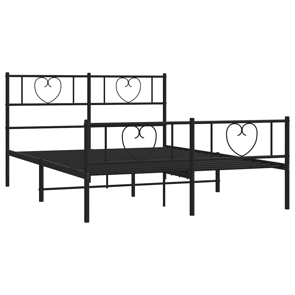 Metalni okvir kreveta uzglavlje i podnožje crni 135x190 cm
