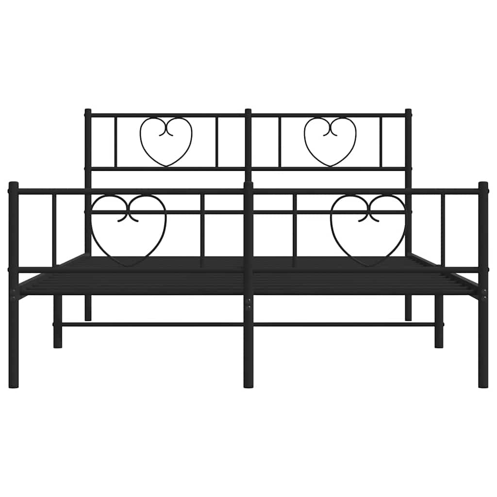 Metalni okvir kreveta uzglavlje i podnožje crni 135x190 cm