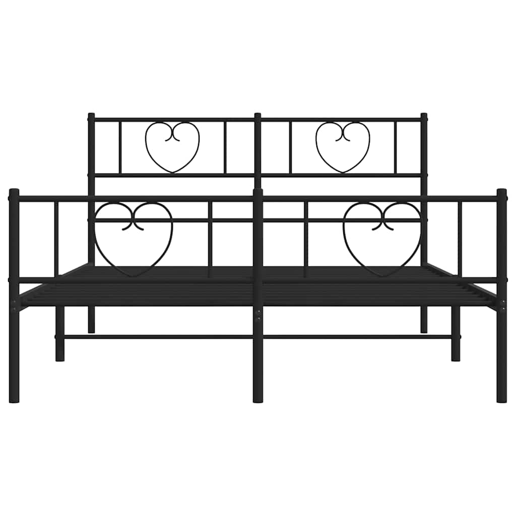 Metalni okvir kreveta uzglavlje i podnožje crni 150x200 cm