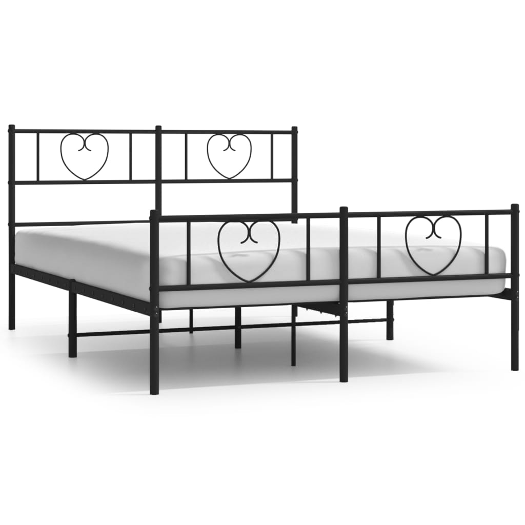 Metalni okvir kreveta uzglavlje i podnožje crni 160x200 cm