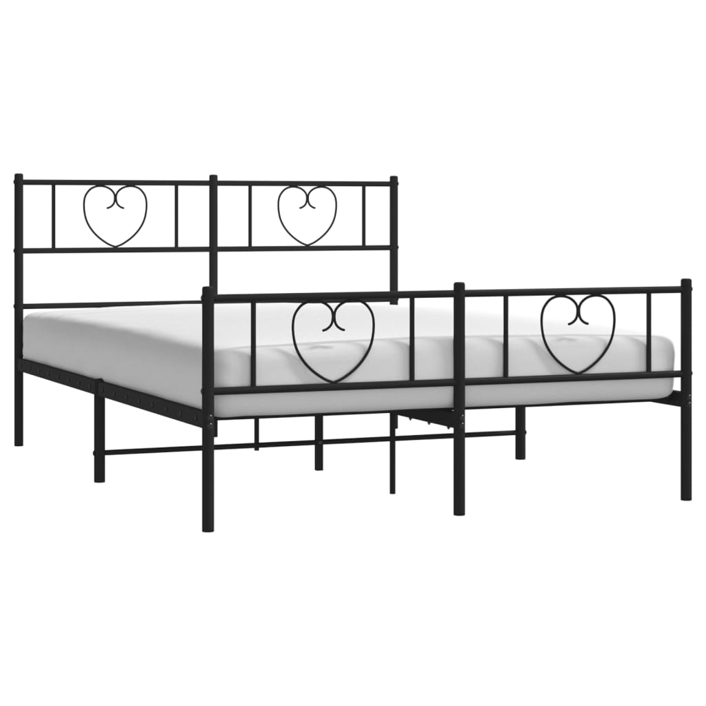 Metalni okvir kreveta uzglavlje i podnožje crni 160x200 cm