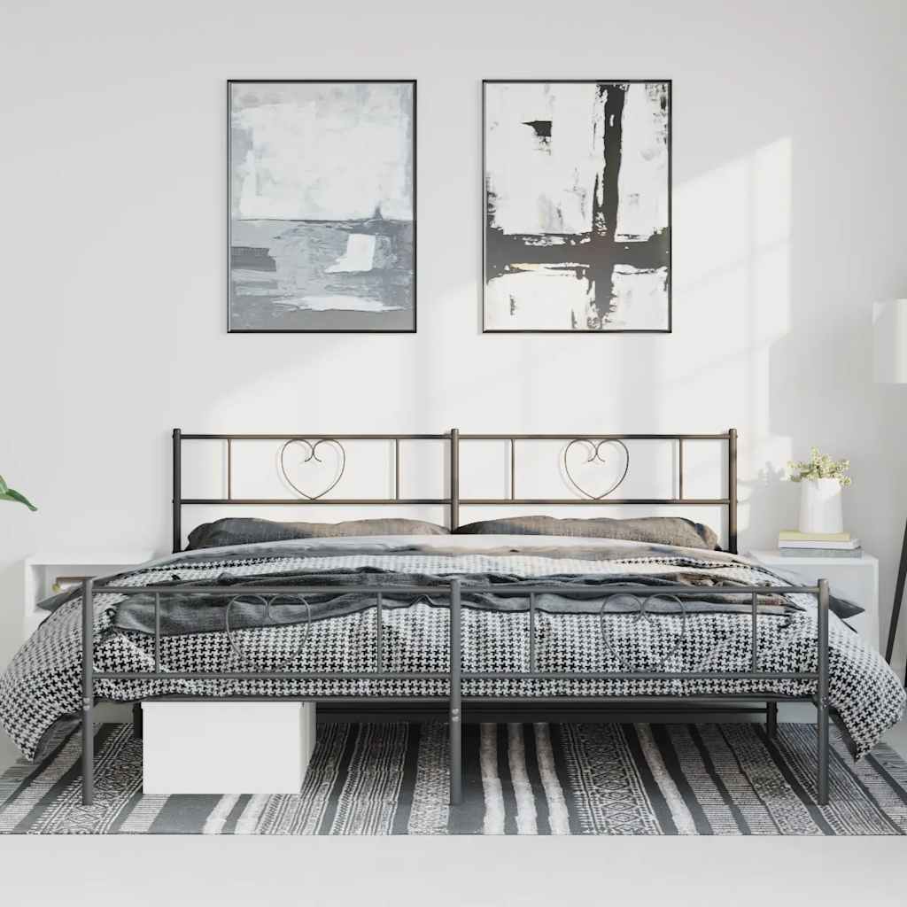 Metalni okvir kreveta uzglavlje i podnožje crni 183x213 cm