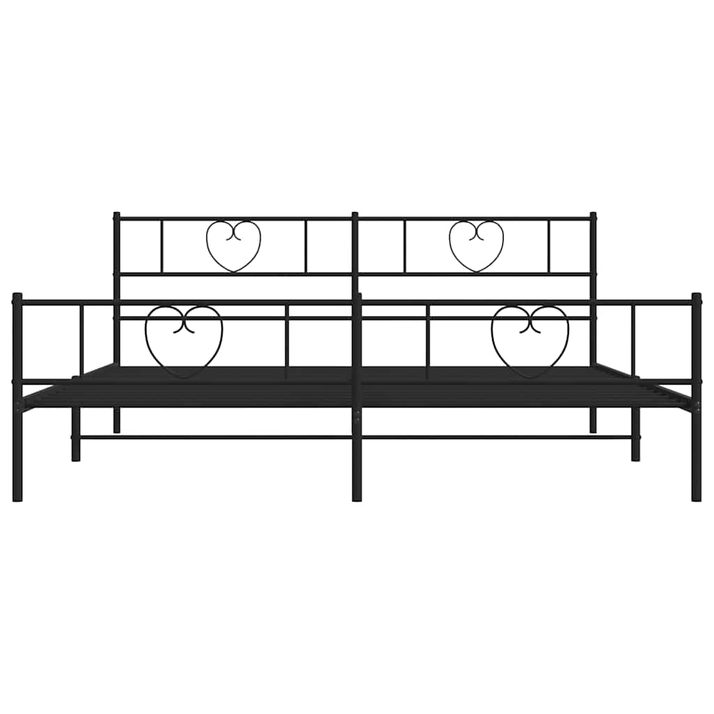 Metalni okvir kreveta uzglavlje i podnožje crni 183x213 cm