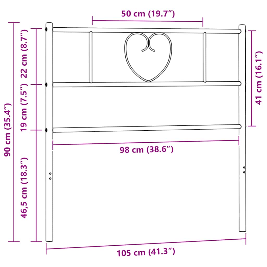 Metalno zamjensko uzglavlje crno 100 cm