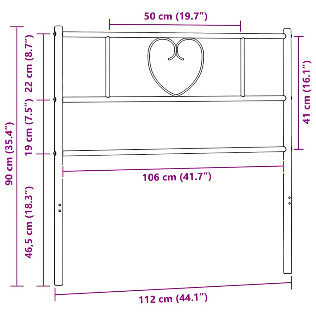 Metalno zamjensko uzglavlje crno 107 cm