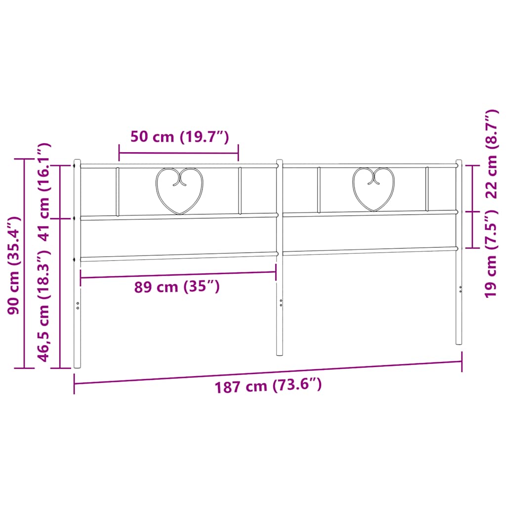 Metalno zamjensko uzglavlje crno 180 cm