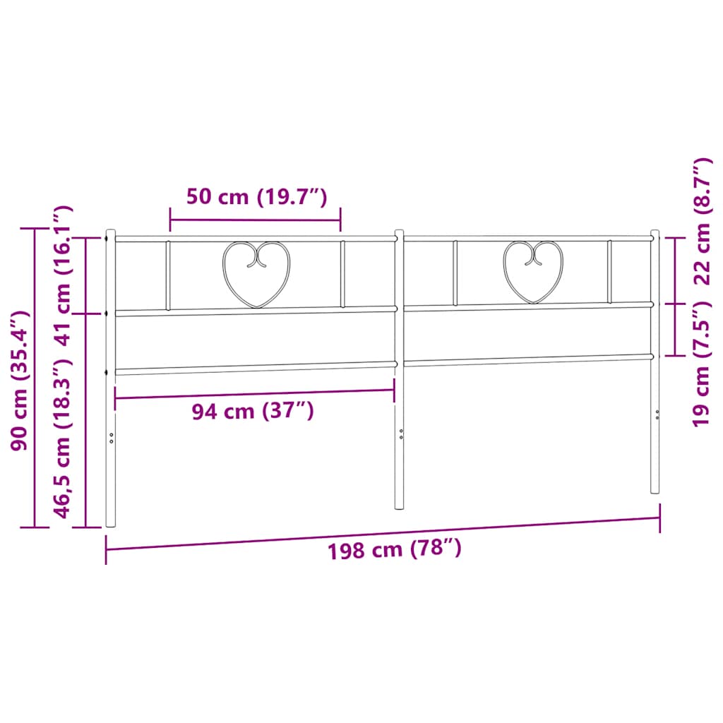 Metalno zamjensko uzglavlje crno 193 cm
