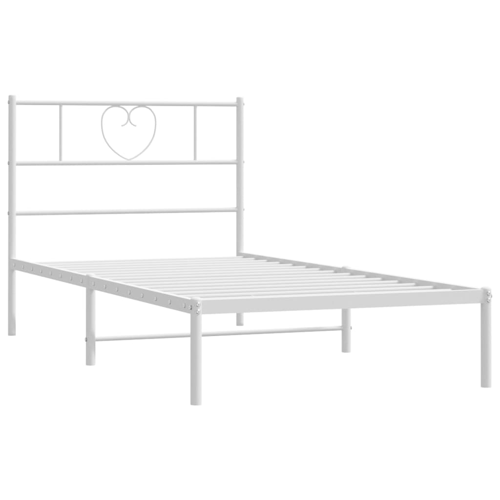 Metalni okvir krevet bez madraca s uzglavljem bijeli 75x190 cm