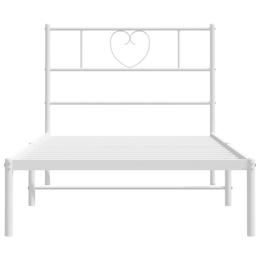 Metalni okvir za krevet s uzglavljem bijeli 90 x 190 cm