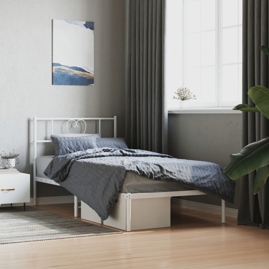 Metalni okvir za krevet s uzglavljem bijeli 90 x 190 cm