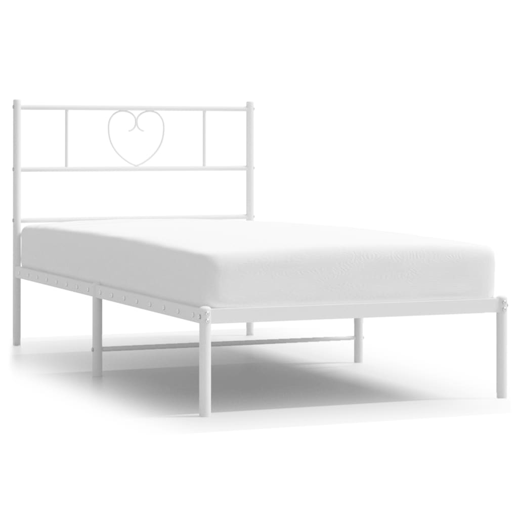 Metalni okvir za krevet s uzglavljem bijeli 90x200 cm