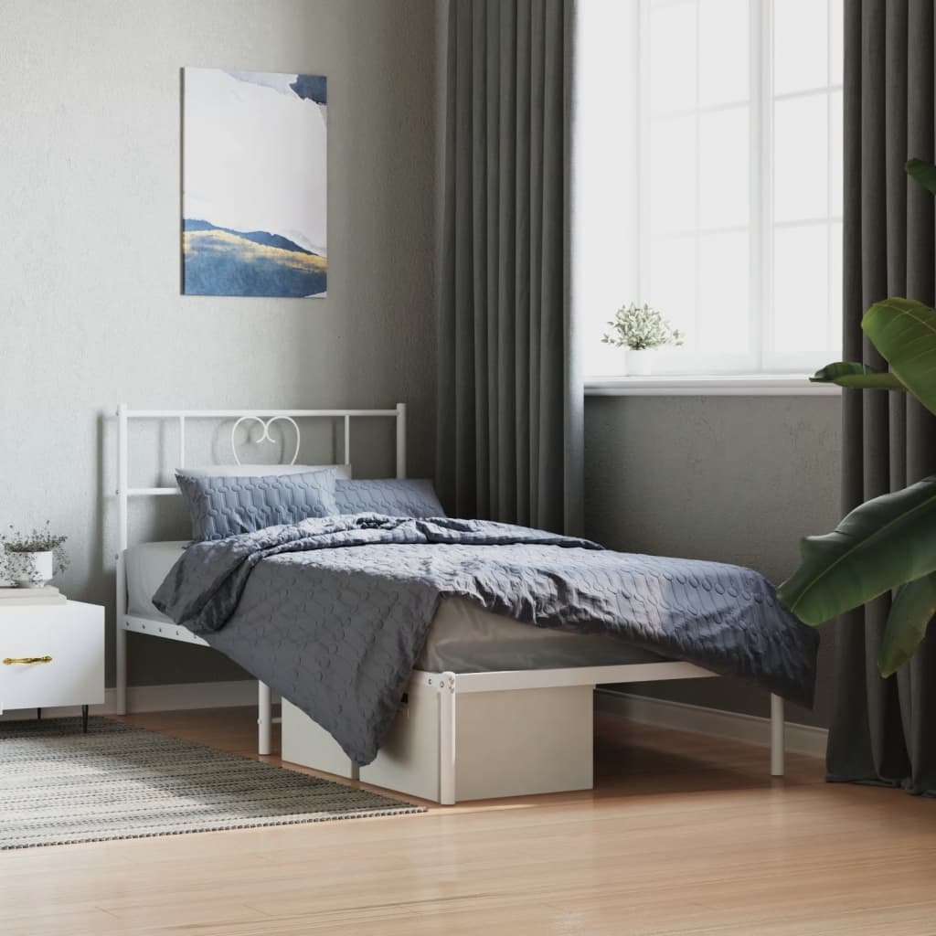 Metalni okvir za krevet s uzglavljem bijeli 90x200 cm
