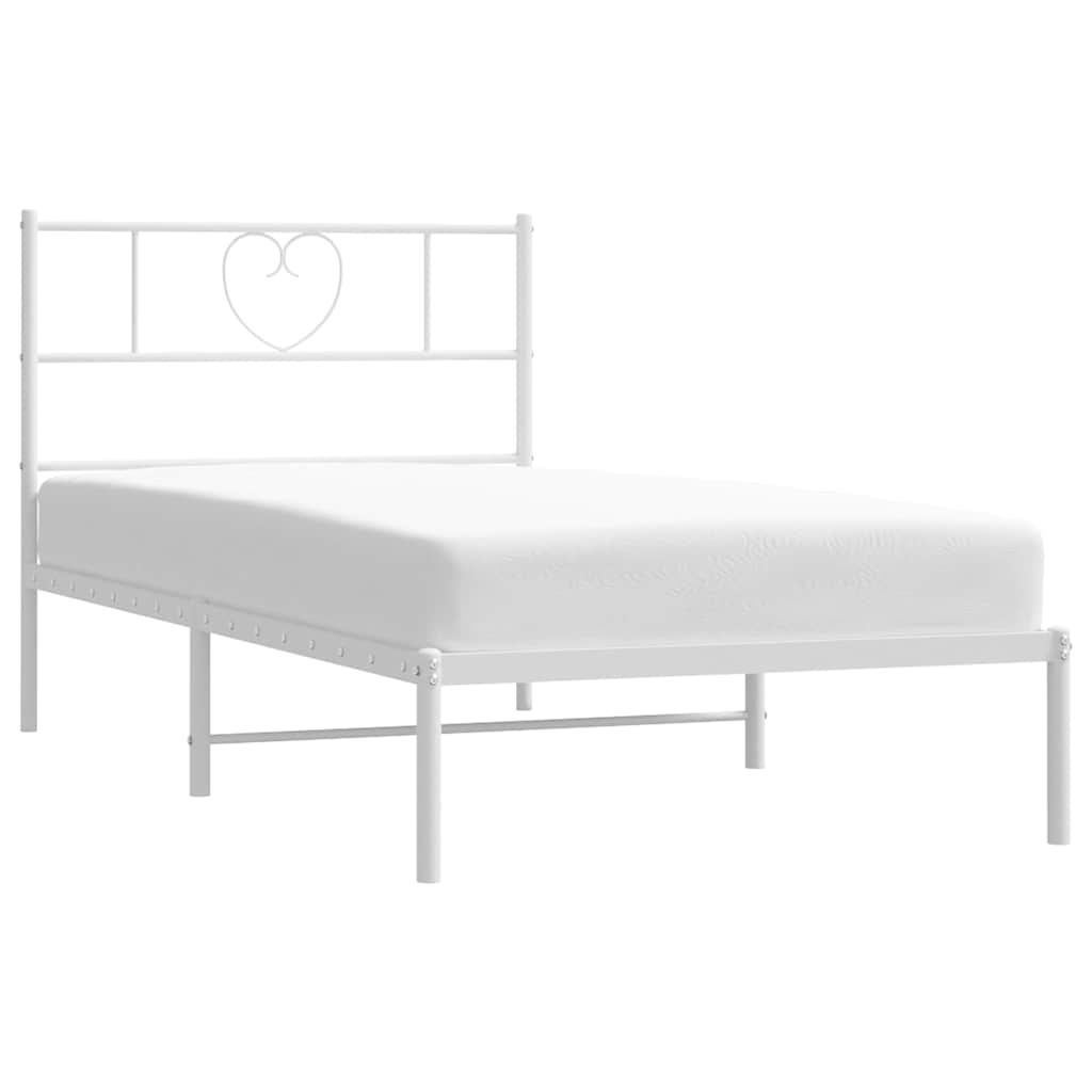 Metalni okvir za krevet s uzglavljem bijeli 107x203 cm