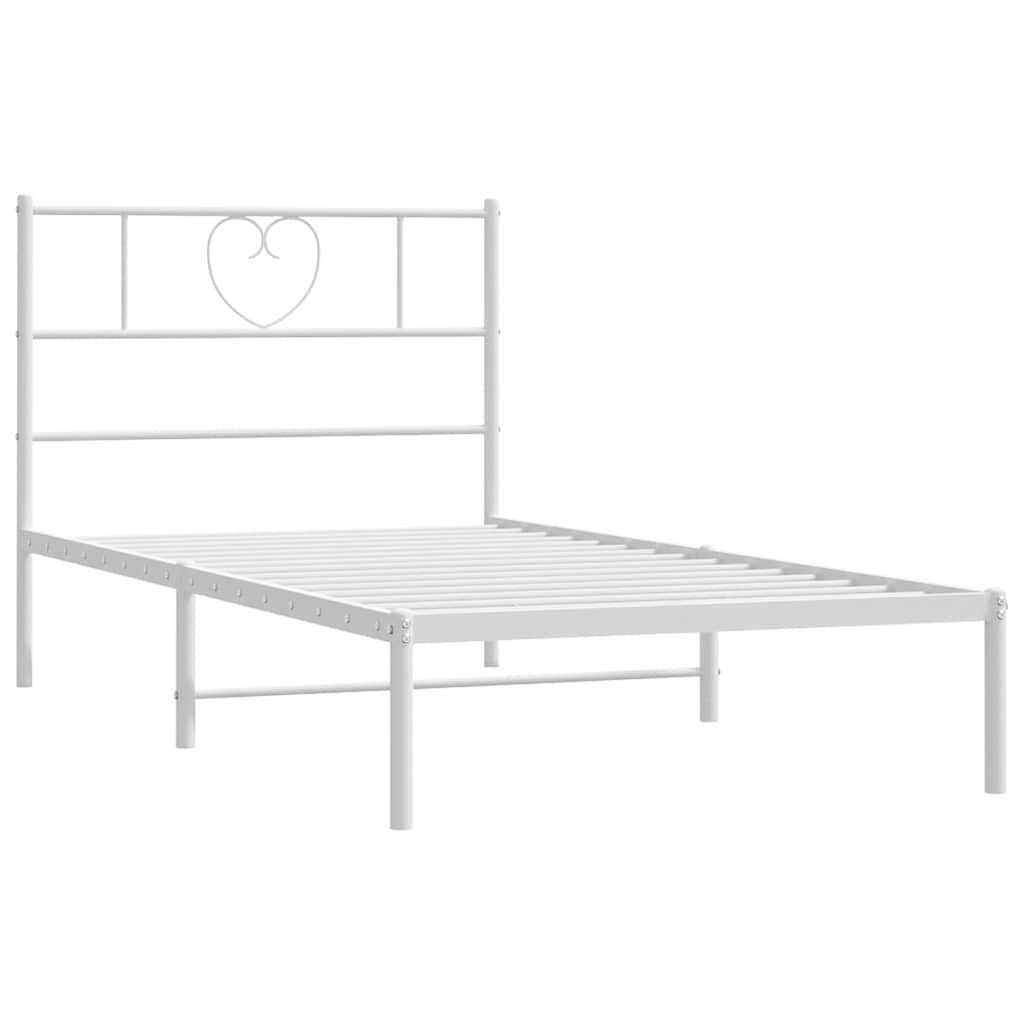 Metalni okvir za krevet s uzglavljem bijeli 107x203 cm