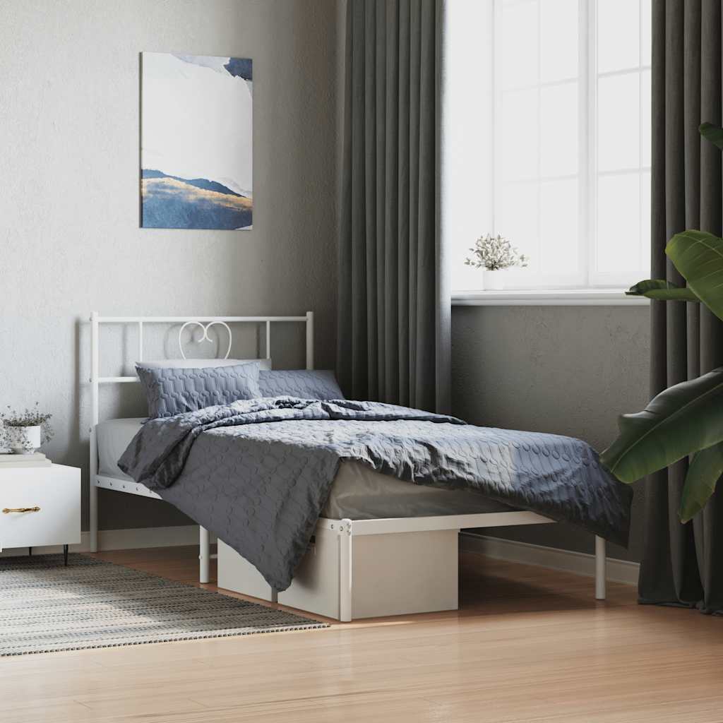 Metalni okvir za krevet s uzglavljem bijeli 107x203 cm