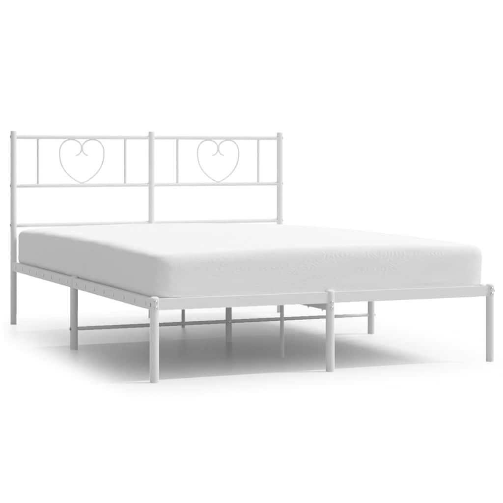 Metalni okvir za krevet s uzglavljem bijeli 135x190 cm