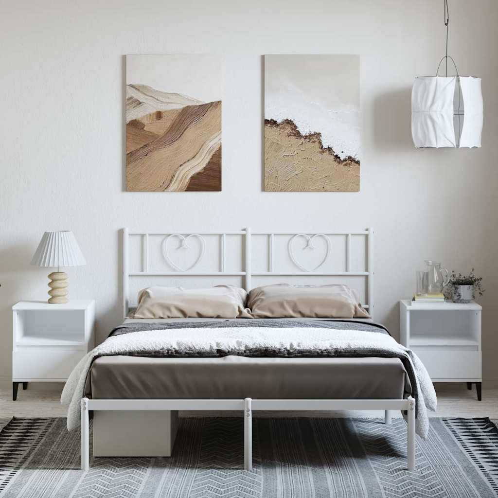 Metalni okvir za krevet s uzglavljem bijeli 135x190 cm