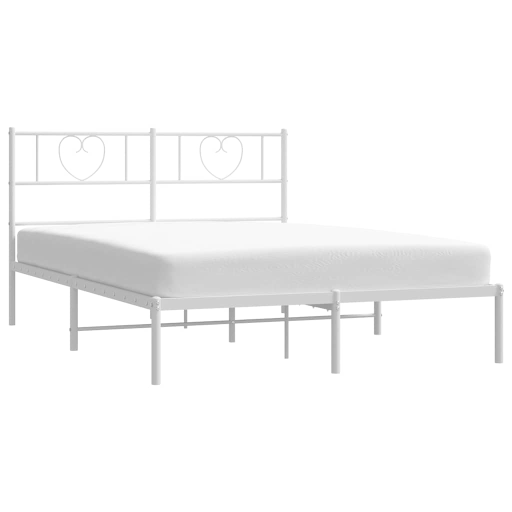 Metalni okvir za krevet s uzglavljem bijeli 150x200 cm