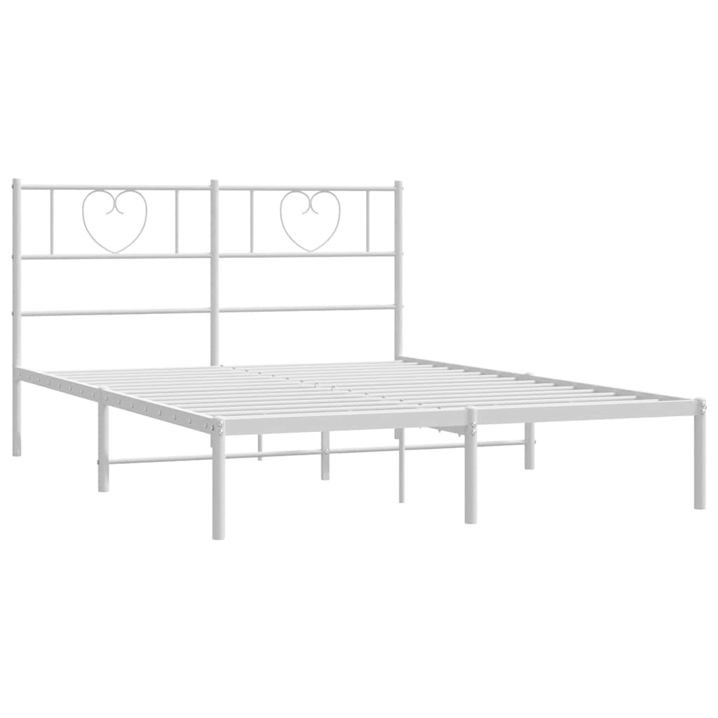 Metalni okvir za krevet s uzglavljem bijeli 150x200 cm