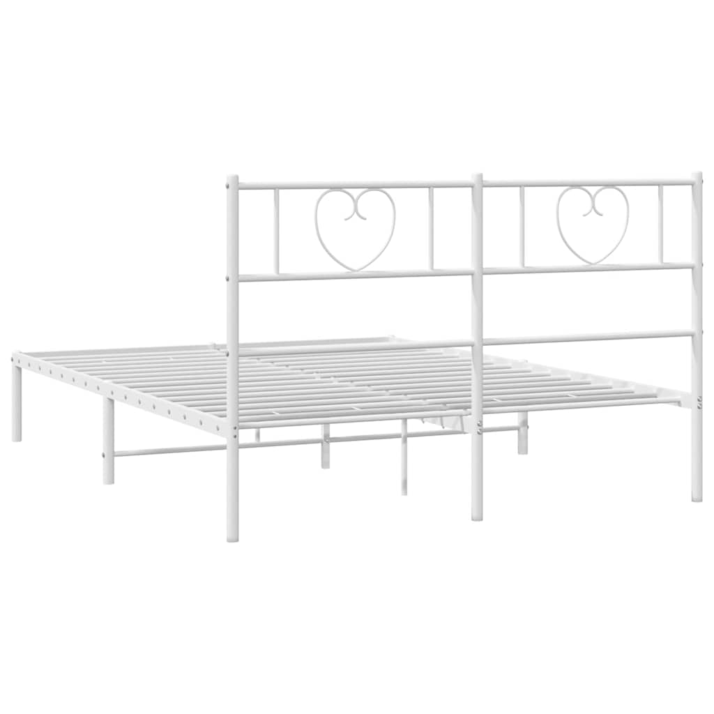 Metalni okvir za krevet s uzglavljem bijeli 150x200 cm