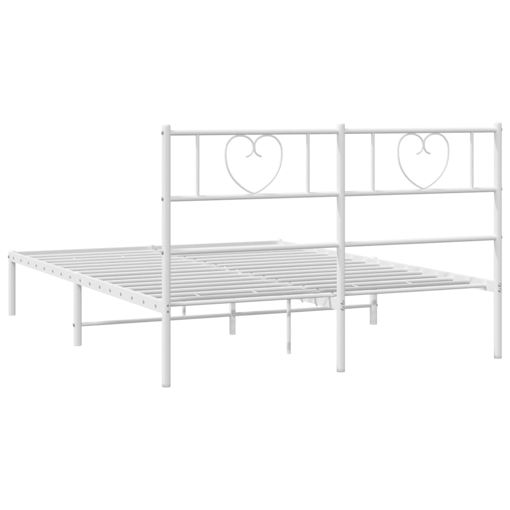 Metalni okvir za krevet s uzglavljem bijeli 160x200 cm