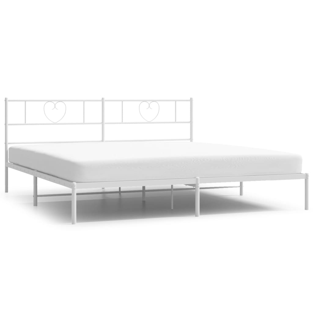 Metalni okvir za krevet s uzglavljem bijeli 200x200 cm