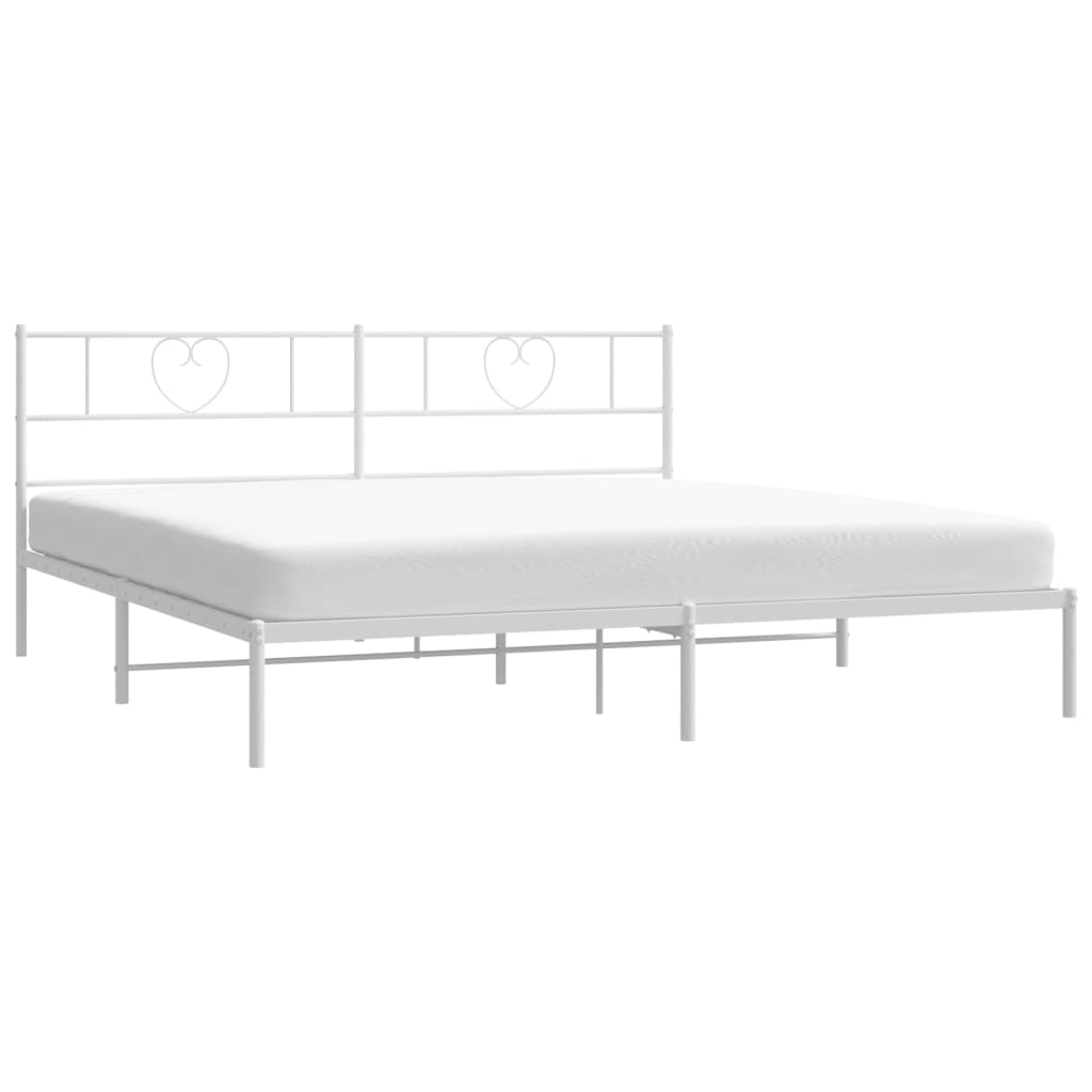 Metalni okvir za krevet s uzglavljem bijeli 200x200 cm