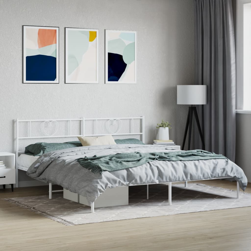 Metalni okvir za krevet s uzglavljem bijeli 200x200 cm