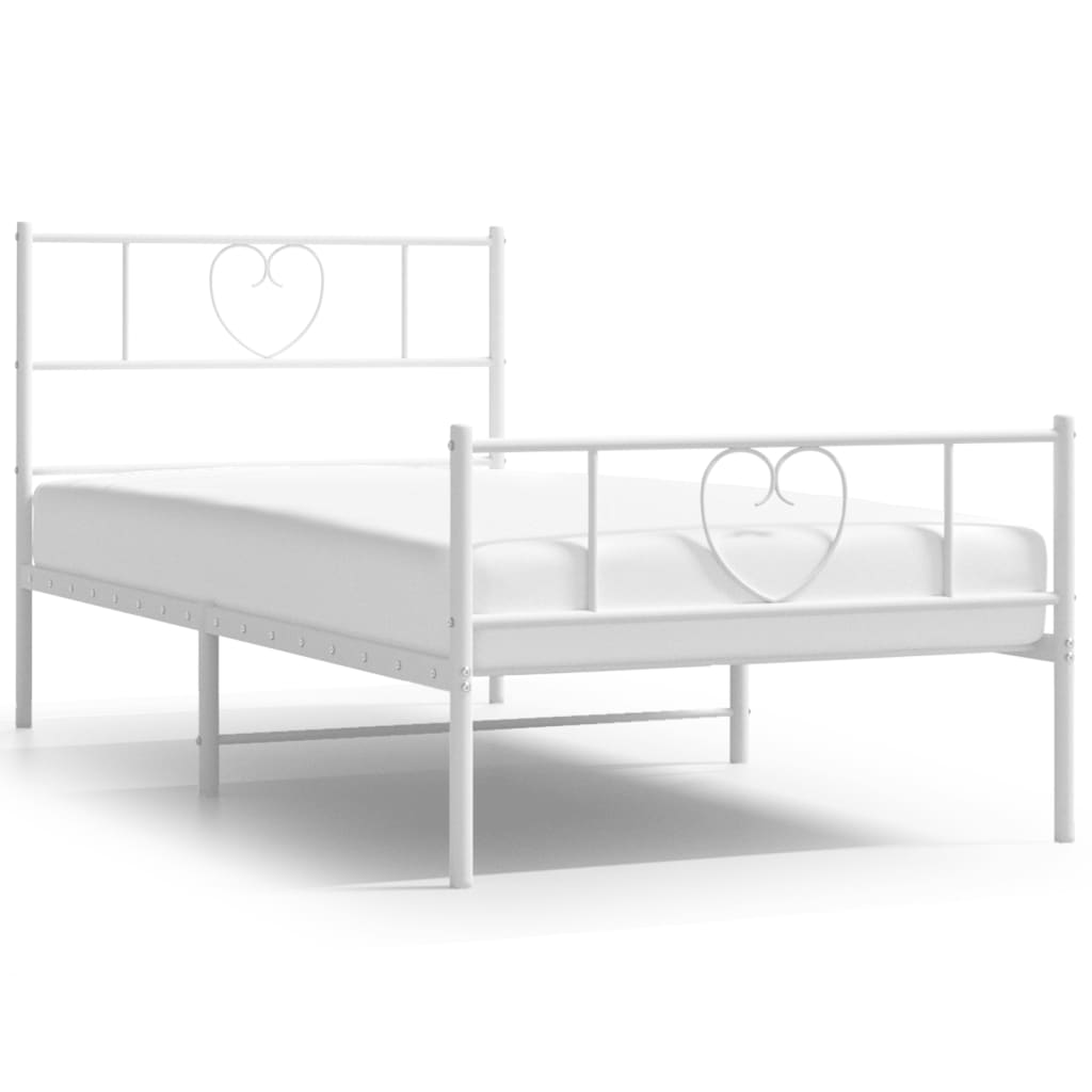 Metalni okvir kreveta uzglavlje i podnožje bijeli 75x190 cm