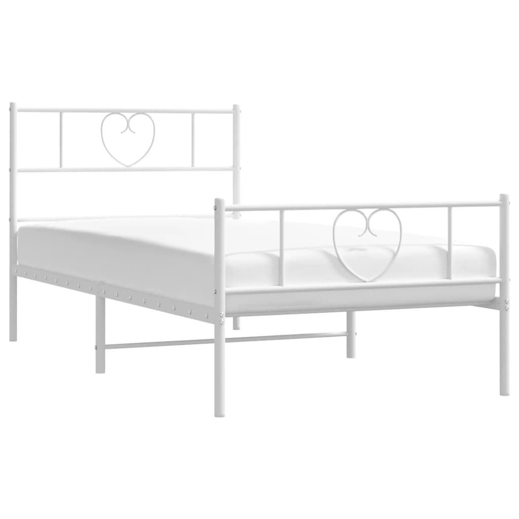 Metalni okvir kreveta uzglavlje i podnožje bijeli 75x190 cm