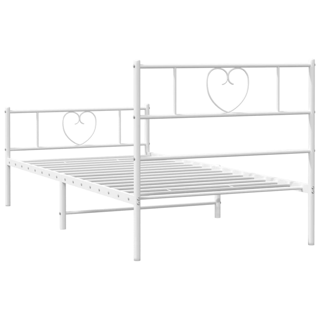 Metalni okvir kreveta uzglavlje i podnožje bijeli 75x190 cm