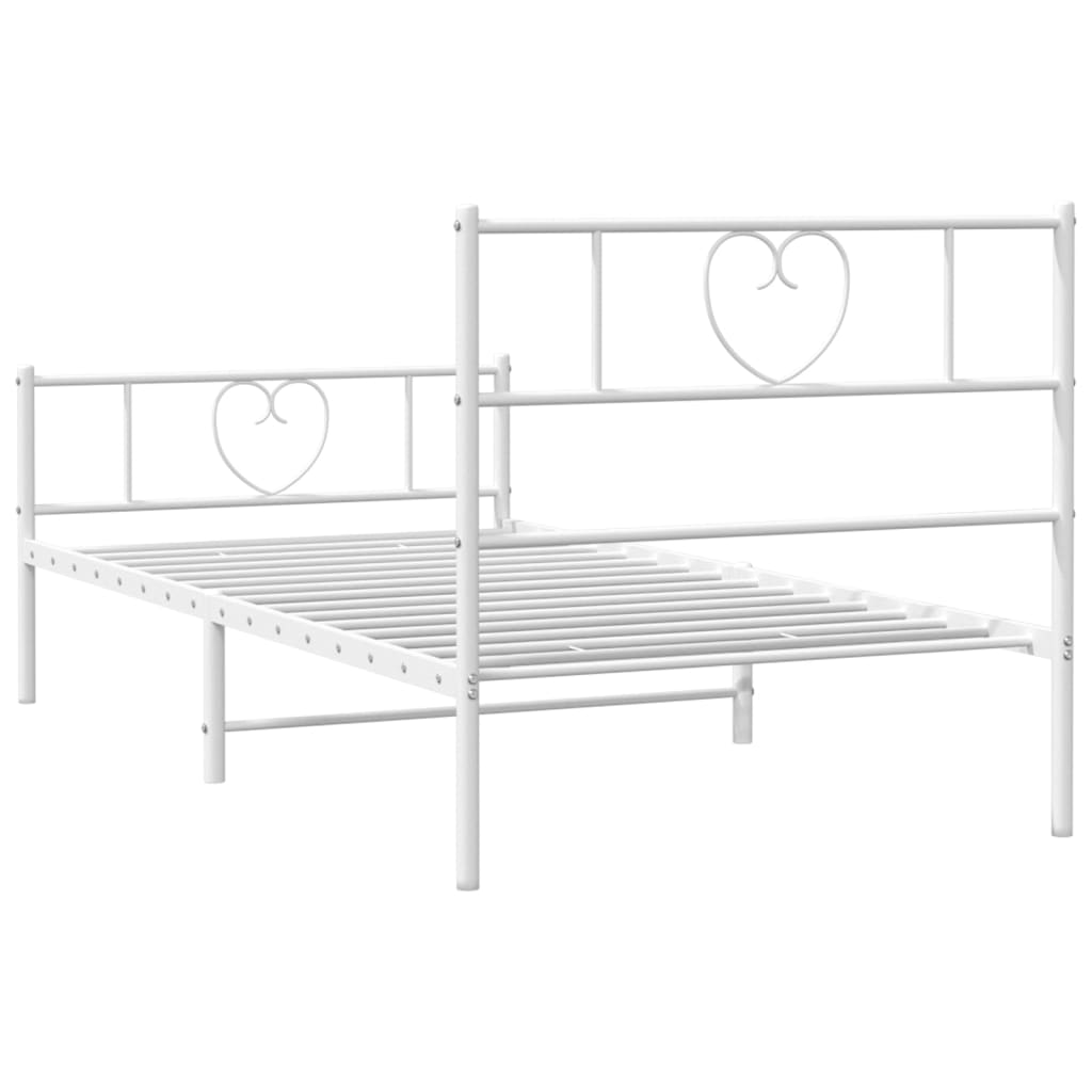 Metalni okvir kreveta uzglavlje i podnožje bijeli 80x200 cm
