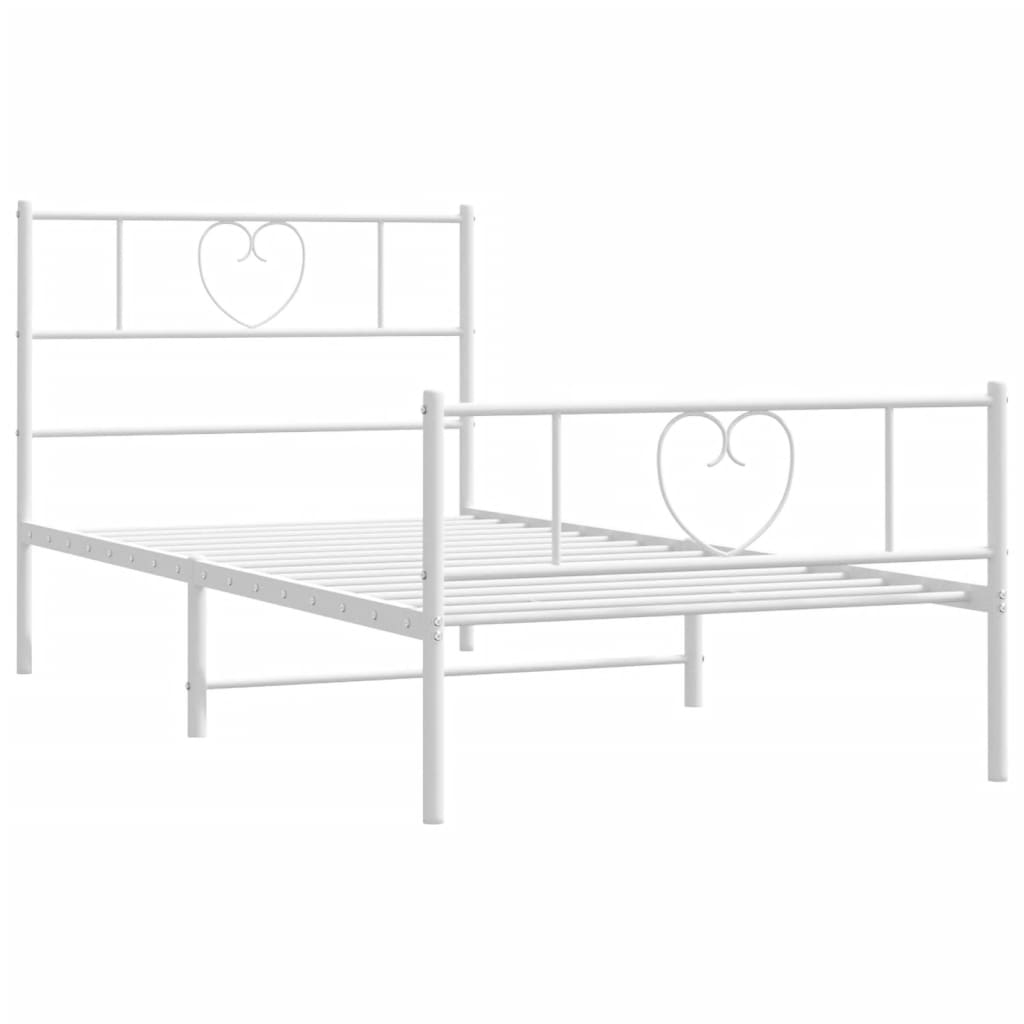 Metalni okvir kreveta uzglavlje i podnožje bijeli 90 x 200 cm