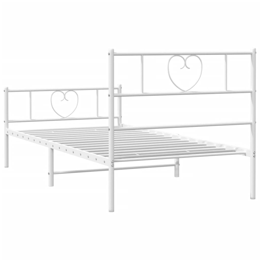 Metalni okvir kreveta uzglavlje i podnožje bijeli 90 x 200 cm