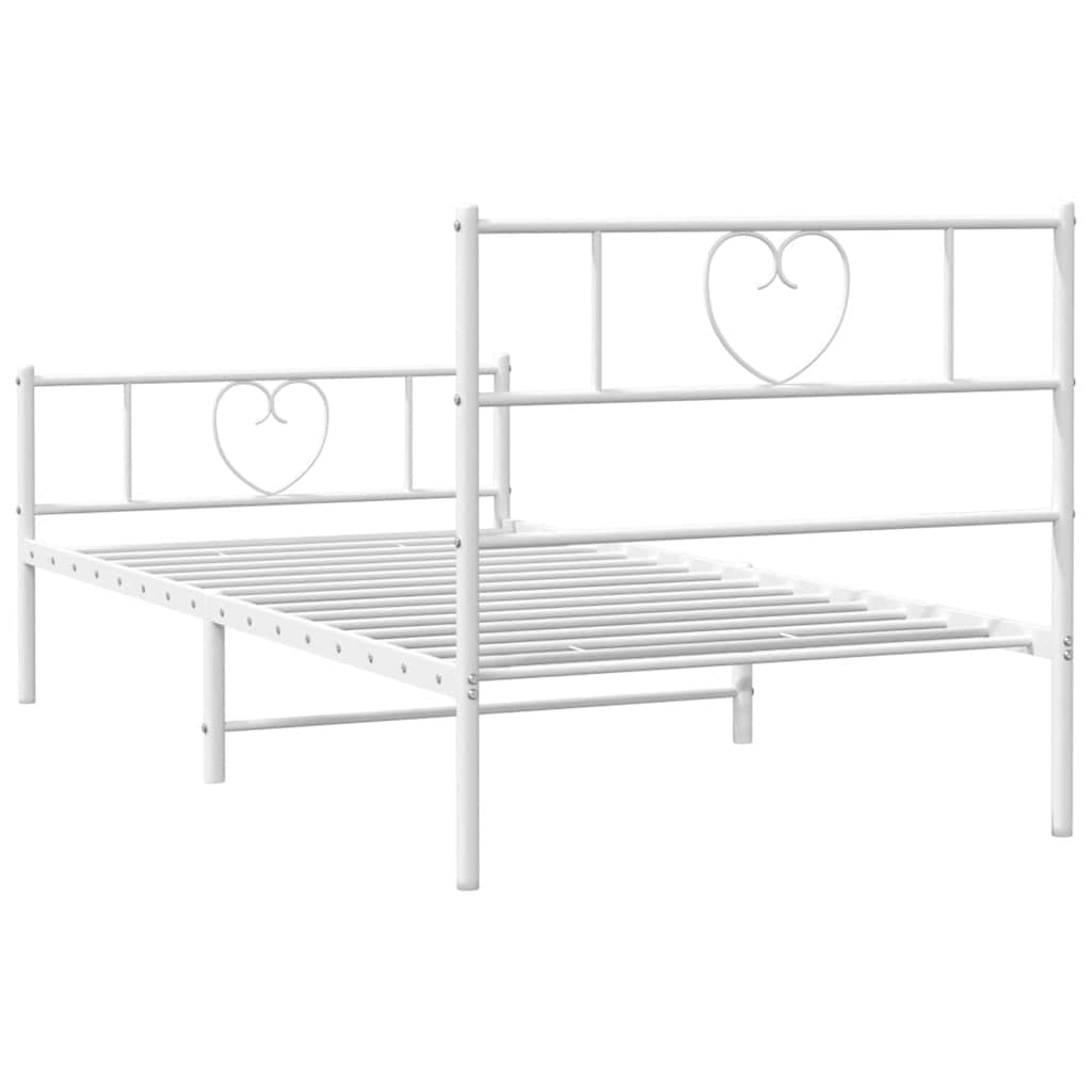 Metalni okvir kreveta uzglavlje i podnožje bijeli 100x200 cm
