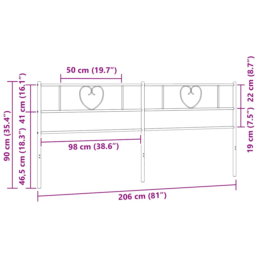 Metalno zamjensko uzglavlje bijelo 200 cm