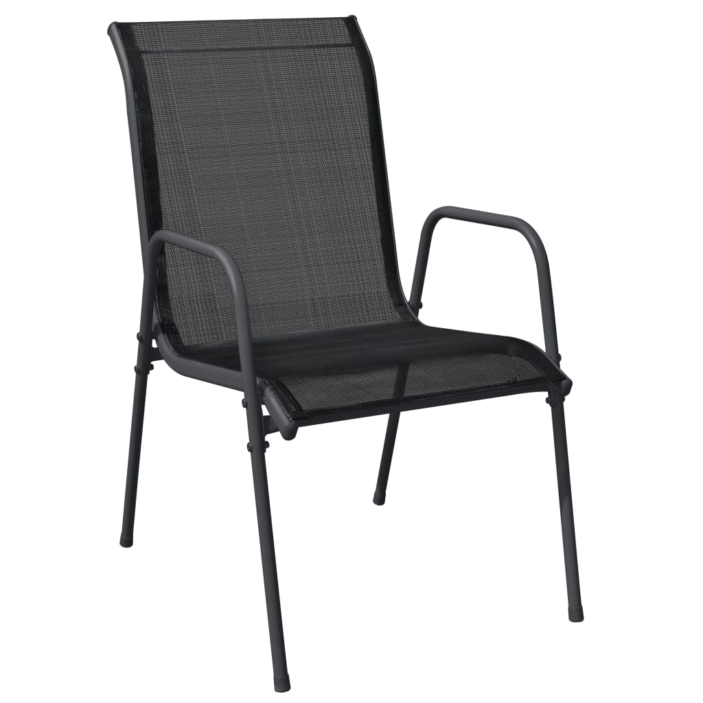 7-dijelni vrtni blagovaonski set crni od čelika i tekstilena