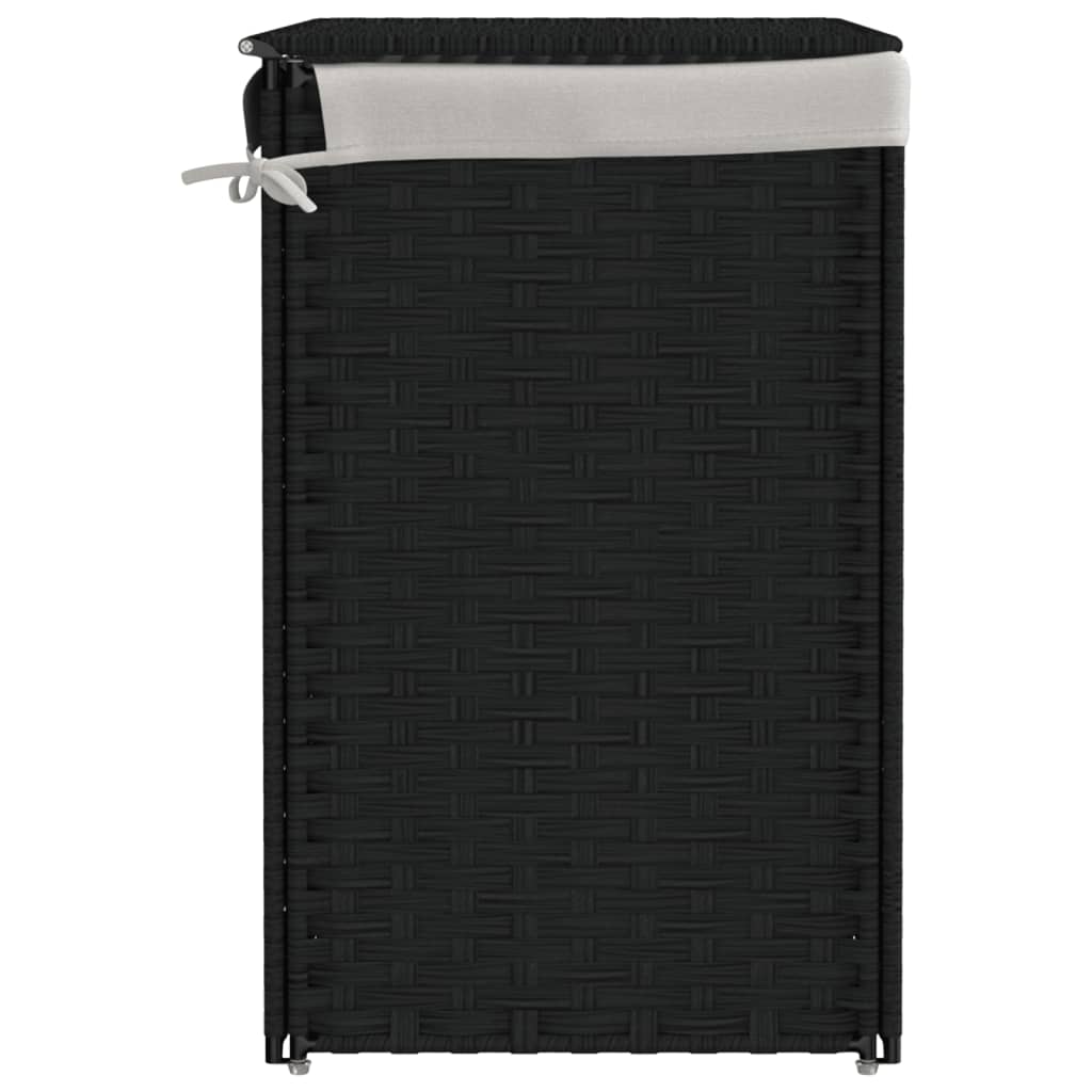 Košara za rublje s 2 odjeljka crna 53 x 35 x 57cm od poliratana