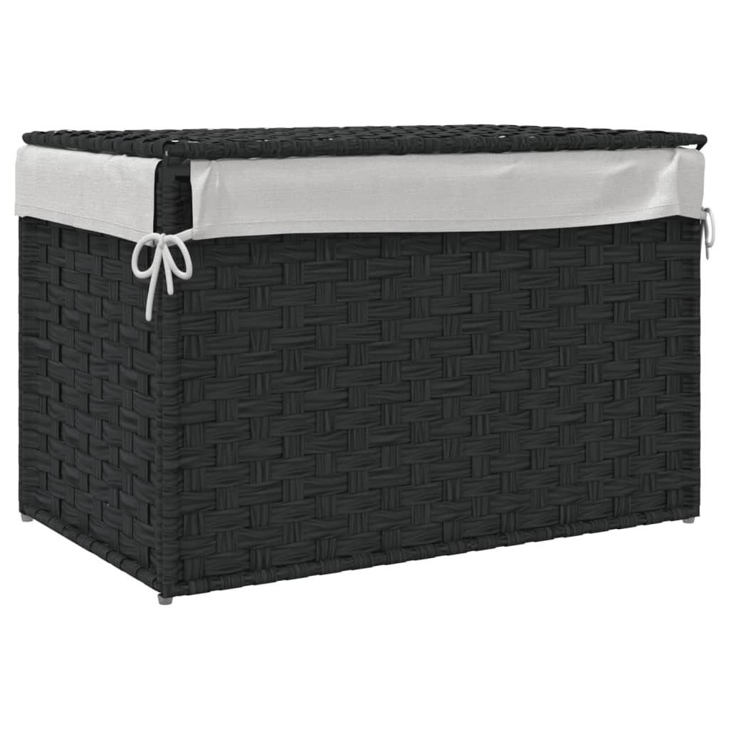 Košara za rublje s poklopcem crna 55,5x35x34 cm od poliratana
