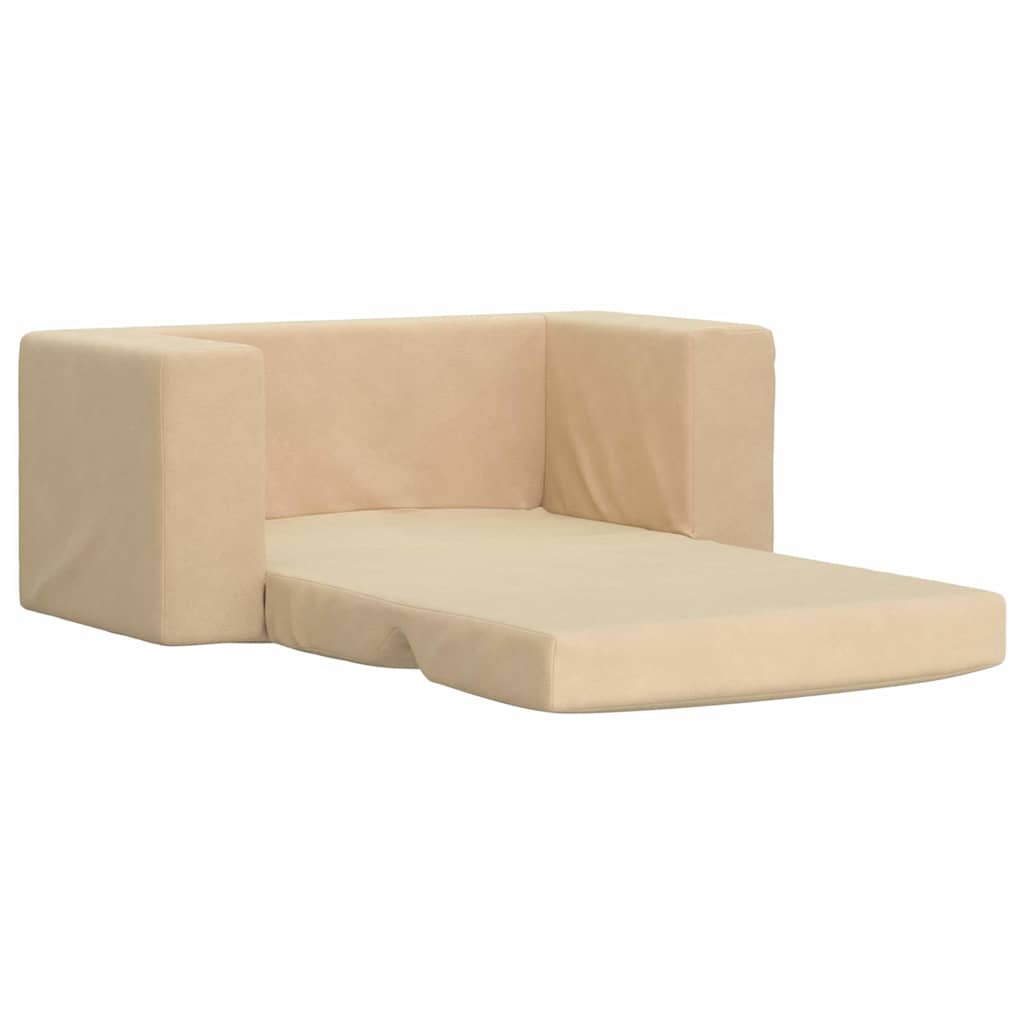 Dječji dvosjed na razvlačenje krem mekani plišani Krema Sofa bed