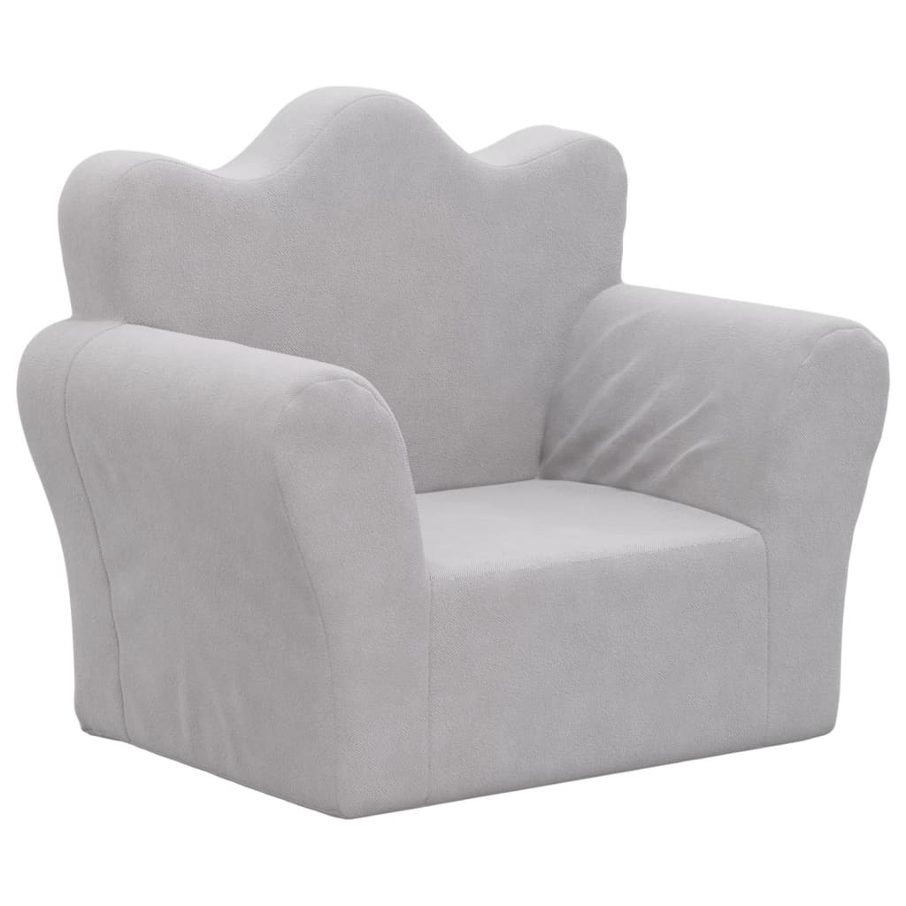 Dječja sofa svjetlosiva od mekanog pliša