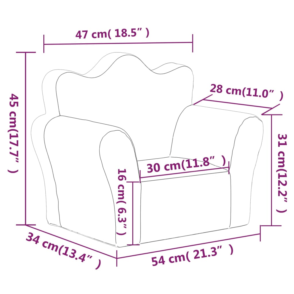 Dječja sofa svjetlosiva od mekanog pliša