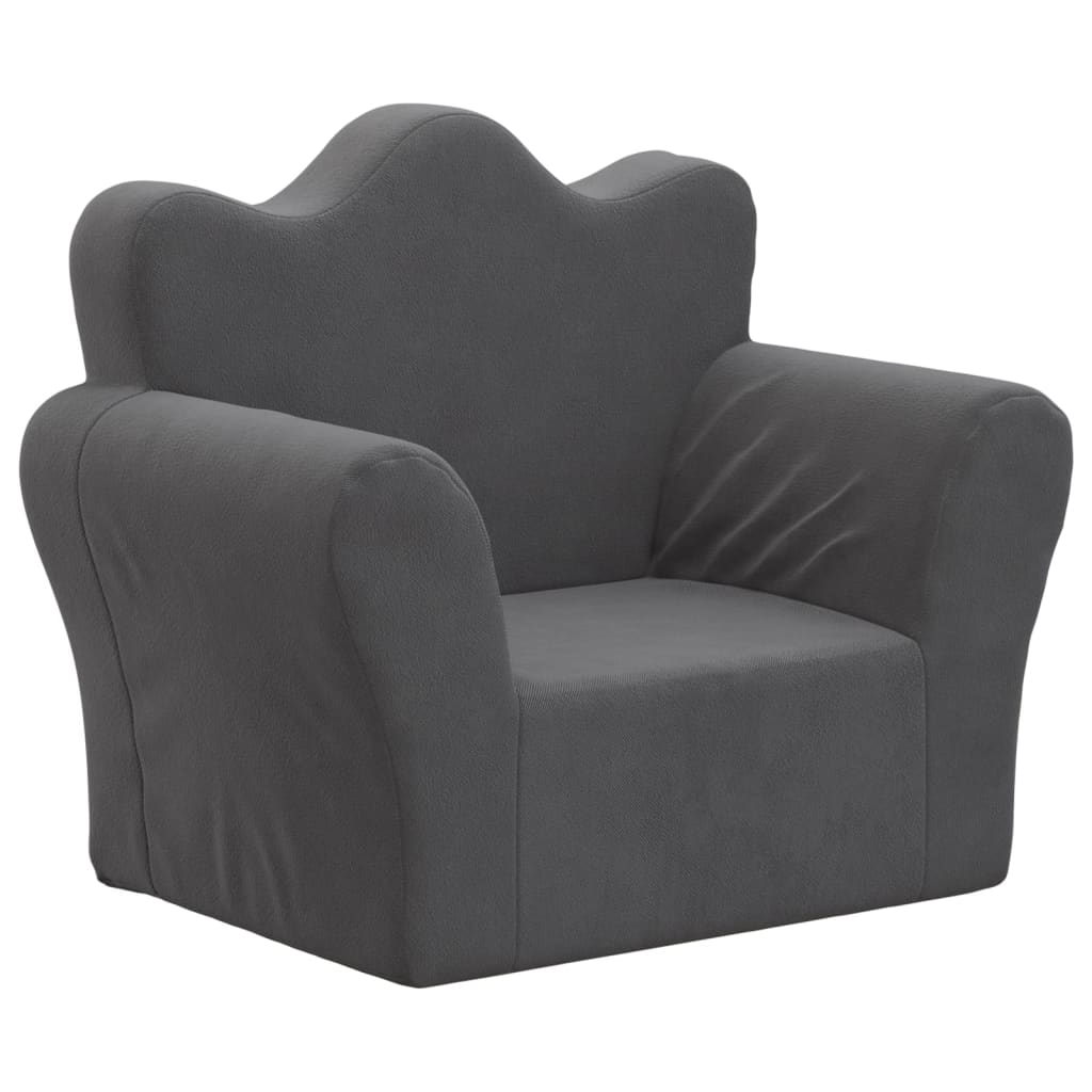 Dječja sofa antracit od mekanog pliša